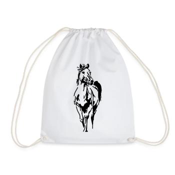 Horse Horse Head Stallion Mare Foal - Drawstring Bag - white - Front