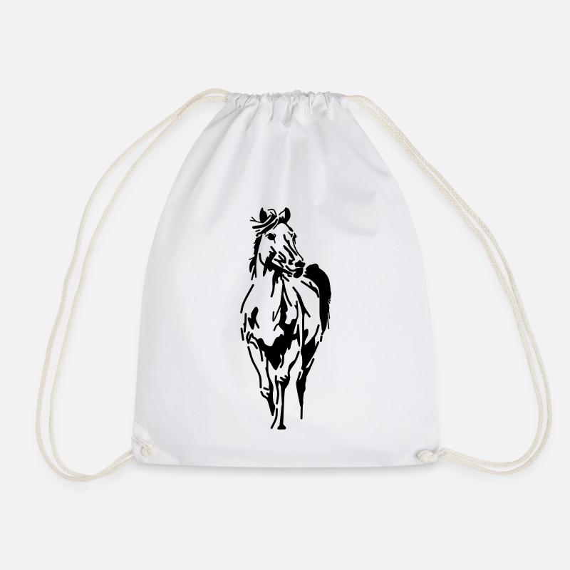 Horse Horse Head Stallion Mare Foal - Drawstring Bag - white