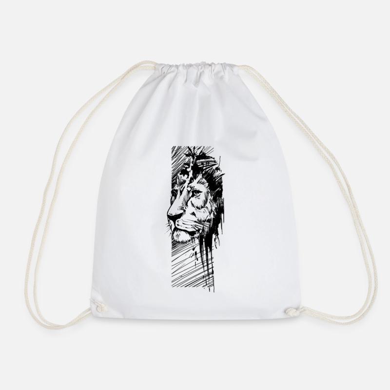 Lion - Drawstring Bag - white
