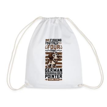 Fishing and German Shorthair - Drawstring Bag - white - Front