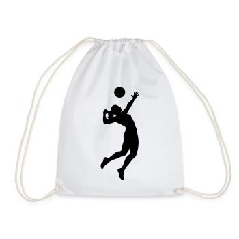 Volleyball player silhouette volleyball - Drawstring Bag - white - Front
