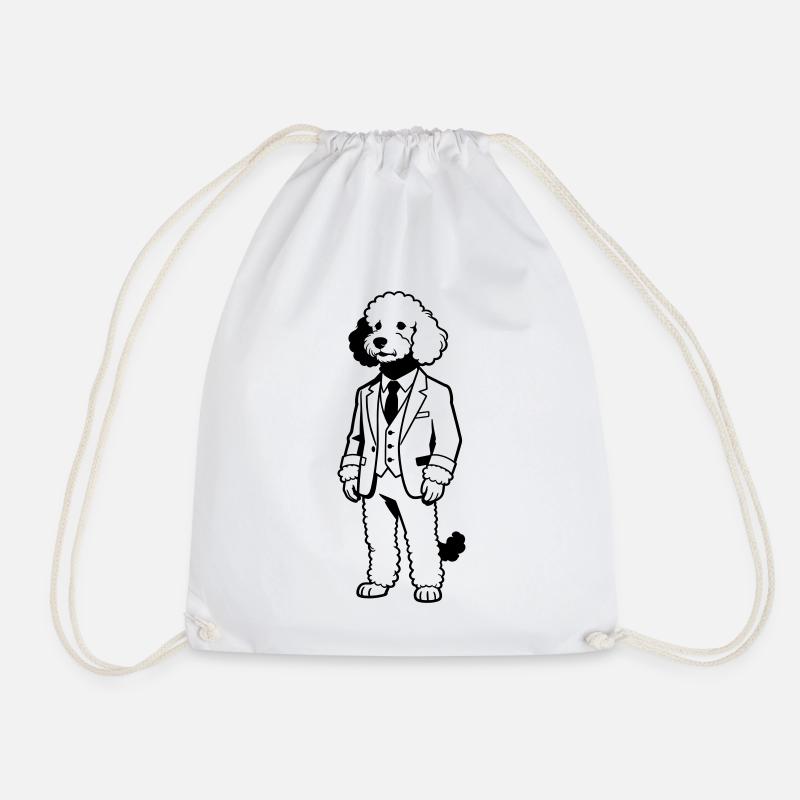 Doodle dog in suit - Drawstring Bag - white