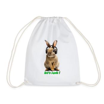 Rabbit with headphones - Drawstring Bag - white - Front