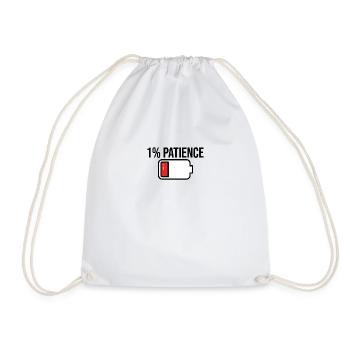 1% Patience Shirt/Hoodie – Funny Battery Icon - Drawstring Bag - white - Front