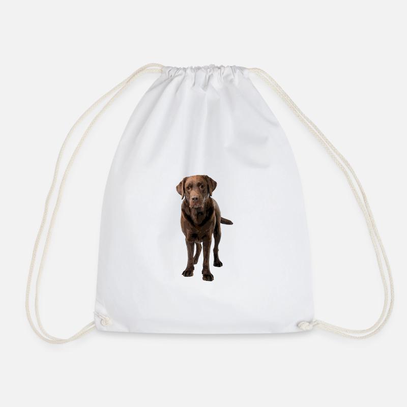 Brown Labrador Comic Style - Drawstring Bag - white