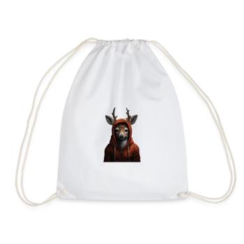 Junger Hirsch mit Hoodie - Turnbeutel - Weiß - Vorne