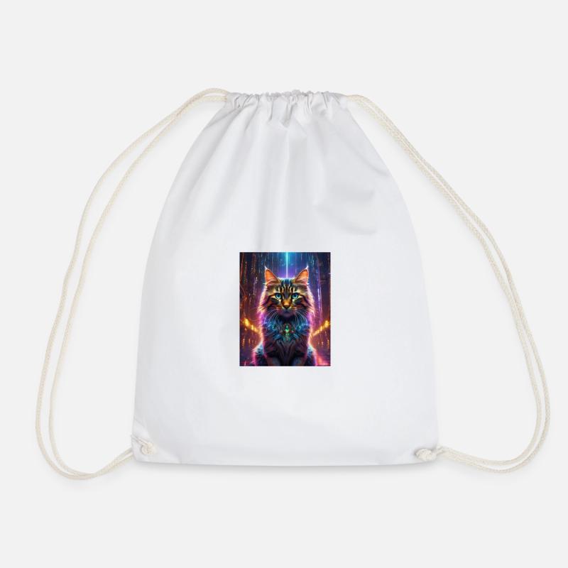 Matrix Cat - Drawstring Bag - white