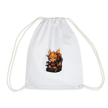 Kawaii Gamer Girl Fire Goat Shirt | Pink Headset  - Turnbeutel - Weiß - Vorne