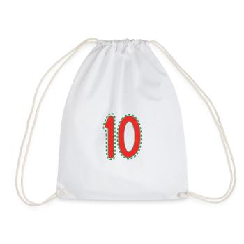 10. 10 JAHRE. 10. JAHRESTAG. 10-JÄHRIGES JUBILÄUM. - Turnbeutel - Weiß - Vorne