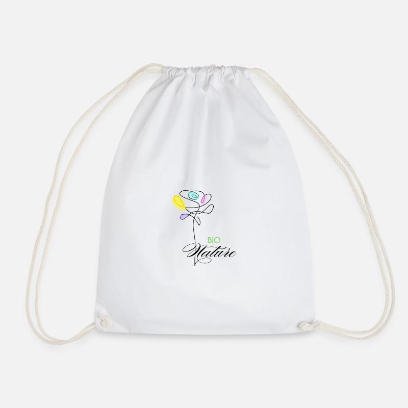 Colorful Organic Nature Flowers - Drawstring Bag - white