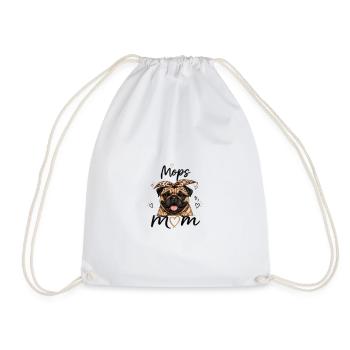 Pug Mom – Gift for Pug Lovers - Drawstring Bag - white - Front