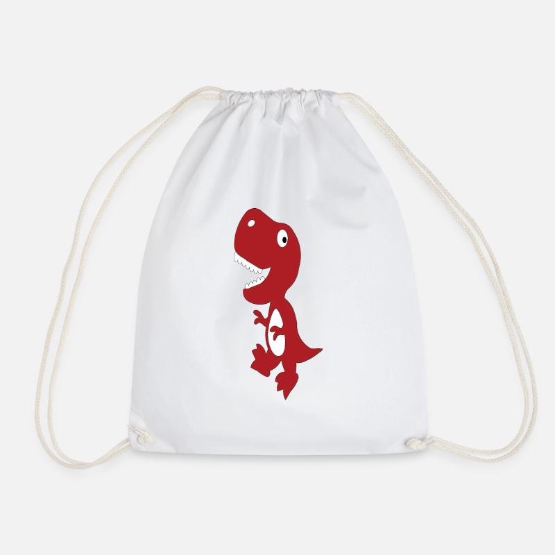 Dino Cute Red - Drawstring Bag - white