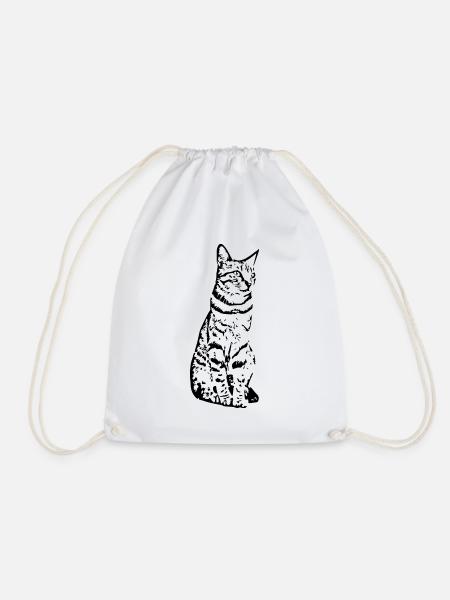 Katze schwarz - Turnbeutel - Weiß