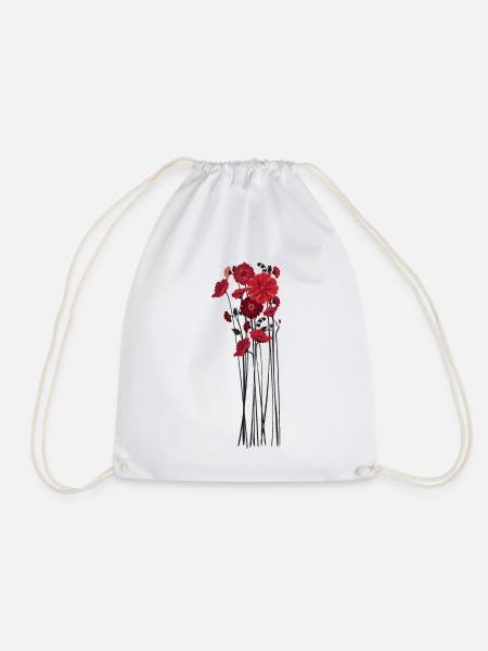 Pebble Flowers Illustration - Drawstring Bag - white