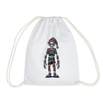 Creepy Christmas Zombie Skeleton Gnome Gothic - Drawstring Bag - white - Front
