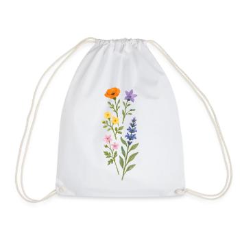 Watercolor Wildflower Bouquet - Drawstring Bag - white - Front