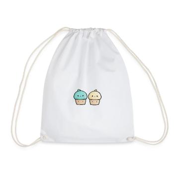 Zwei süße Kawaii-Cupcakes - Turnbeutel - Weiß - Vorne
