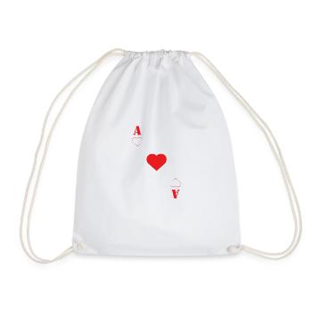 Ass Karte Herz Glück Liebe Geschenk Freude - Turnbeutel - Weiß - Vorne