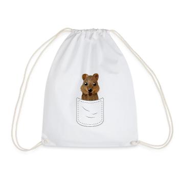 Quokka kangourou mignon poche poitrine - Sac de sport léger - blanc - Devant