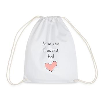 Animals are friends not food gift for vegans - Drawstring Bag - white - Front