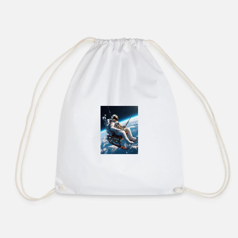 Fishing Astronaut - Drawstring Bag - white
