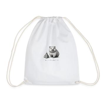 Wombat 3D printing like a Pro Cubic poo funny - Drawstring Bag - white - Front