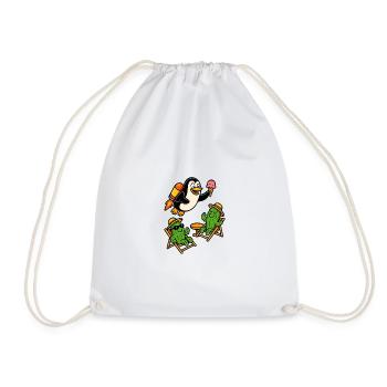 Jetpack Penguin - Drawstring Bag - white - Front