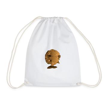 Chubby Mirror Carp Cartoon Fishing Design - Drawstring Bag - white - Front