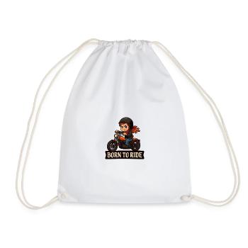 Fille motarde – Born to Ride - Sac de sport léger - blanc - Devant