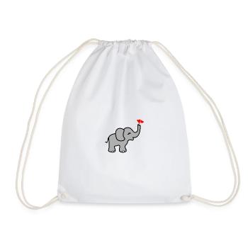 Elefant Herz Liebe - Turnbeutel - Weiß - Vorne