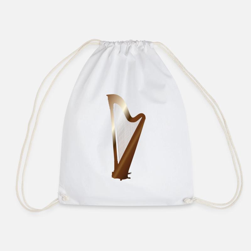 Long Live Music - Harp, by SBDesigns - Drawstring Bag - white
