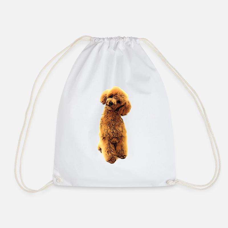 Sweet poodle puppy - Drawstring Bag - white