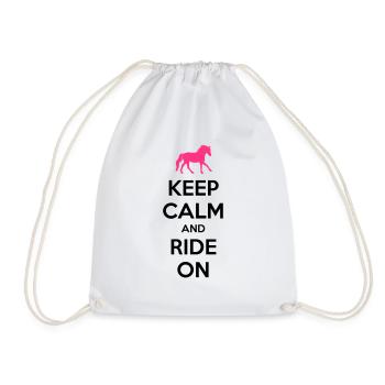 Keep Calm and Ride On Horse Design - Drawstring Bag - white - Front