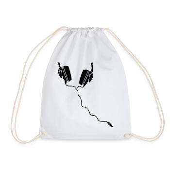 headphones DJ headphones - Drawstring Bag - white - Front