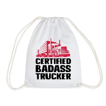 Certified badass trucker - Drawstring Bag - white - Front
