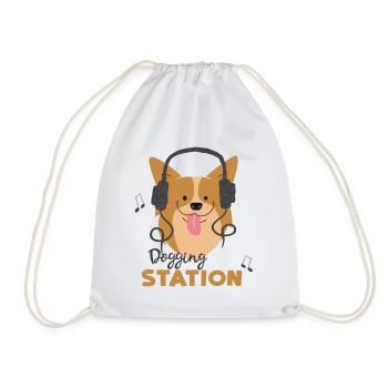Corgi Hund Dogging Station - Kopfhörer Pods - Turnbeutel - Weiß - Vorne