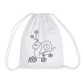 Funny Hiking Snail – Pilgrimage & Hiking - Drawstring Bag - white - Front