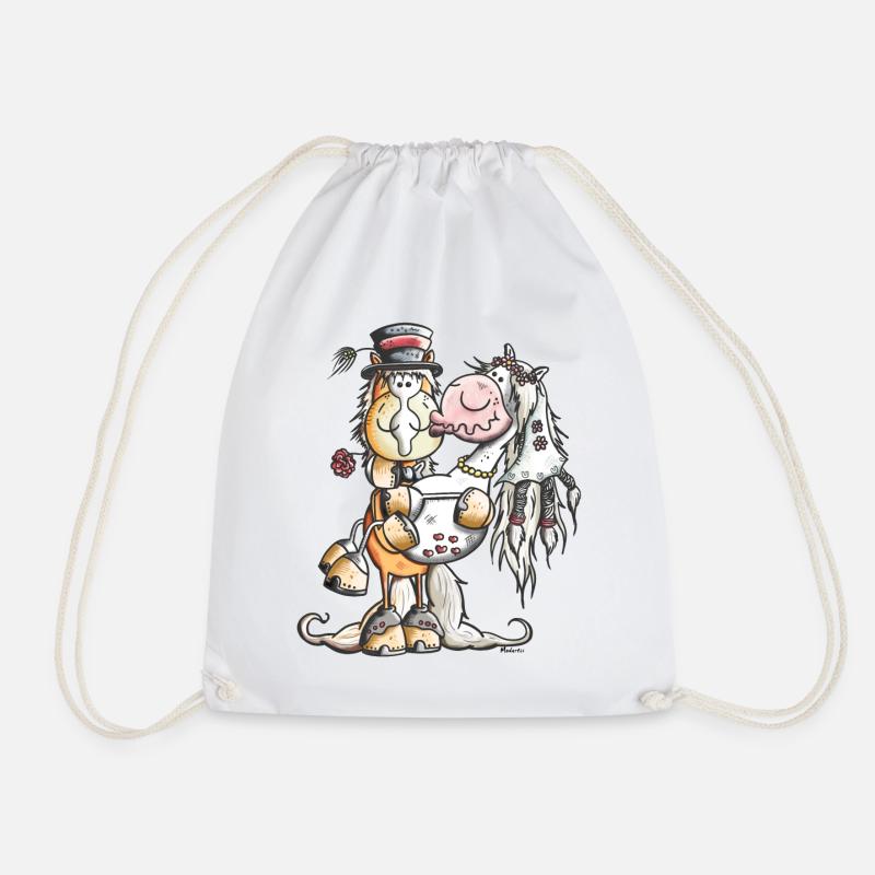 Pferde Hochzeit - Turnbeutel - Weiß