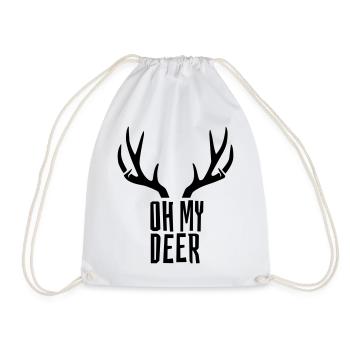 Oh My Deer Geweih Wortspiel Hirsch Humor - Turnbeutel - Weiß - Vorne