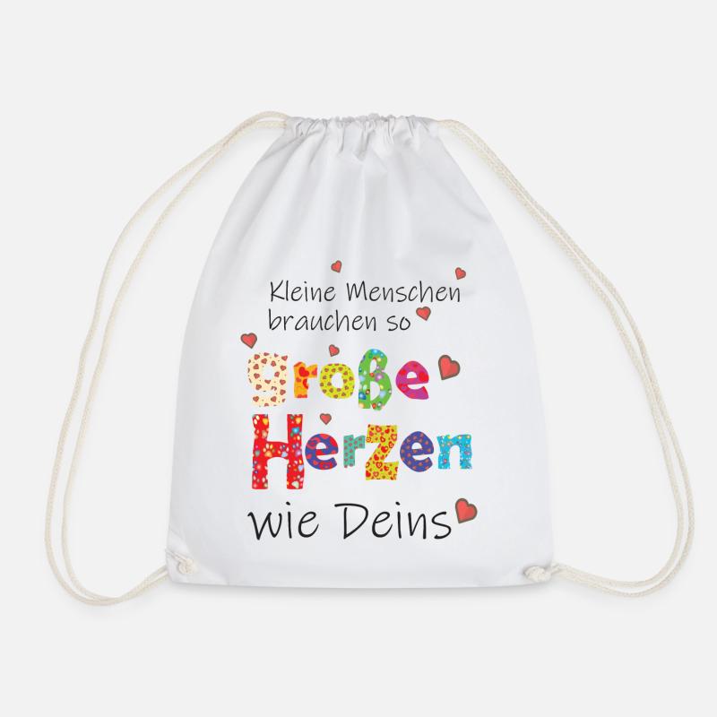 Kleine Menschen brauchen große Herzen - Danke - Turnbeutel - Weiß