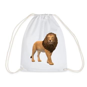 3D lion - Drawstring Bag - white - Front