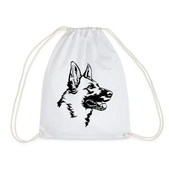German shepherd head - Drawstring Bag - white - Front