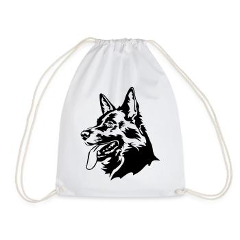 German shepherd head - Drawstring Bag - white - Front