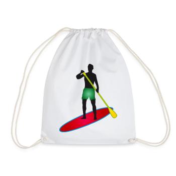 Stand up paddling - Mann mit Paddle Board - Turnbeutel - Weiß - Vorne