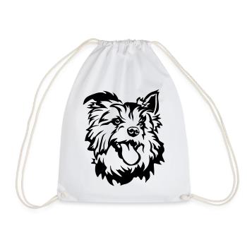 Australian Terrier Head - Drawstring Bag - white - Front