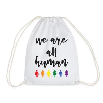 Pride Month - We Are All Human - Drawstring Bag - white - Front
