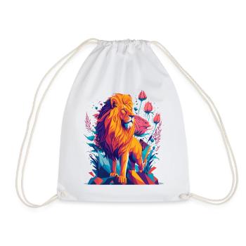Majestic Lions Roses Art - Drawstring Bag - white - Front