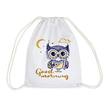 good morning, owl - Drawstring Bag - white - Front