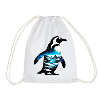 Verzierter Pinguin mit arktischer Landschaft gemalt - Turnbeutel - Weiß - Vorne