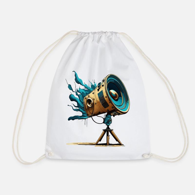 Retro Telescopic Speaker - Drawstring Bag - white